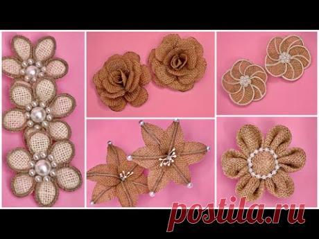 10 DIY Jute Flower/ Jute Burlap Flower/ Jute Craft Ideas - YouTube