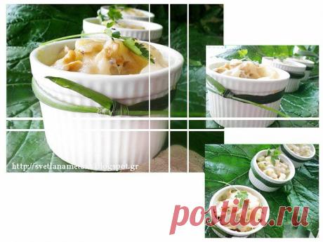 Быстрая запеканка из овощей и грибов .