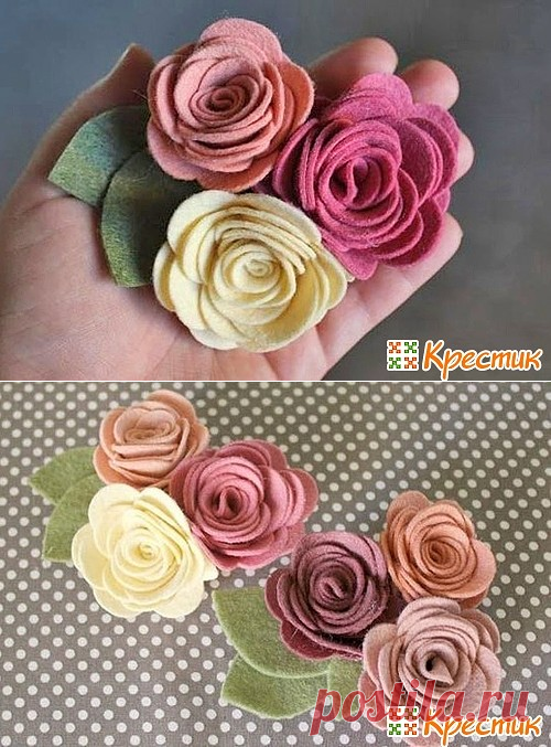 Красивые розочки из фетра своими руками