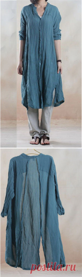Linen Top in Blue – Lily & Co.