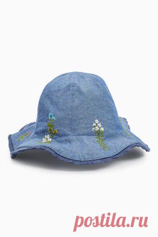 Купить Синяя джинсовая шапка с вышивкой (Девочки) - Покупайте прямо сейчас на сайте Next: Россия