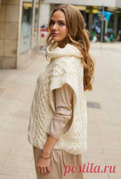Stylish Woman's Cozy Oversized Vest with Wide Collar: A Knitting Guide