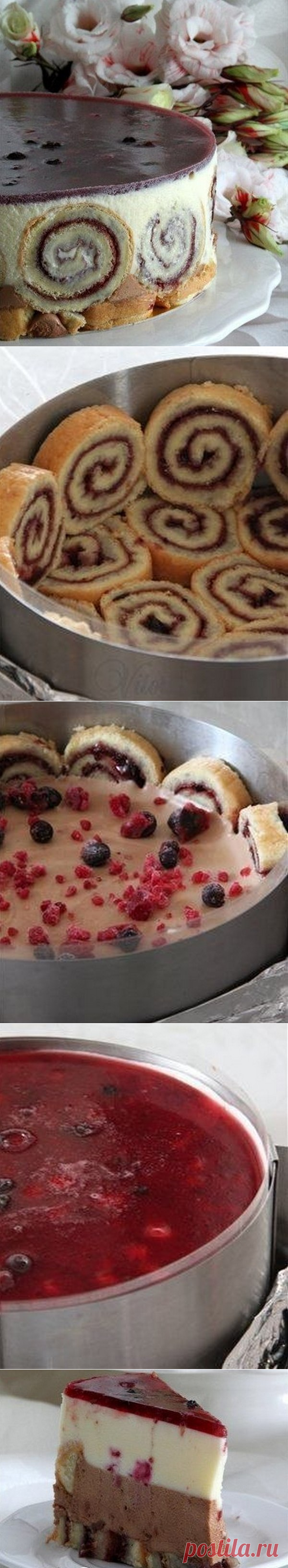 Тортик из бисквитного рулета | Вместе готовим