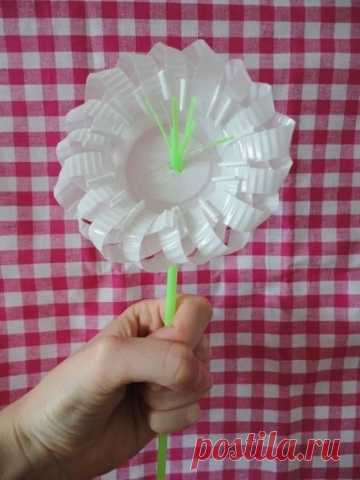 Делаем цветочек из трубочки и пластикового стаканчика - Поделки с детьми | Деткиподелки