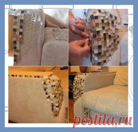 Все о дизайне интерьера Как защитить мягкую мебель от острых коготков невоспитанного кота? Как отремонтировать уже испорченные места на диване? Смотрите под катом подборку отремонтированной мягкой мебели — от кожи и мозаики до вязания, вышивки и печворка