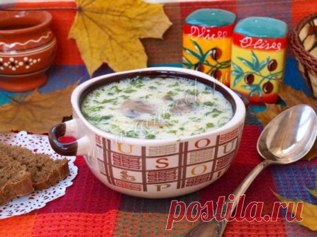 Суп с шампиньонами и плавленным сыром, рецепт с фото.