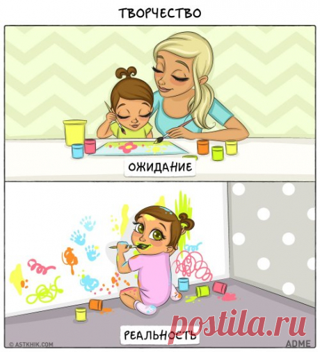 Ожидания vs. реальность: рождение ребёнка (9 фото)