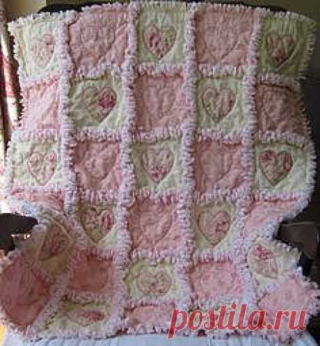 Shabby Chic Soft Rose Applique Baby Rag Quilt | shabby chic