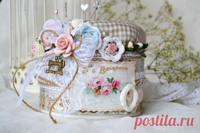 Шкатулка-игольница в стиле шебби шик. Мастер-класс | Russian-Handmade
