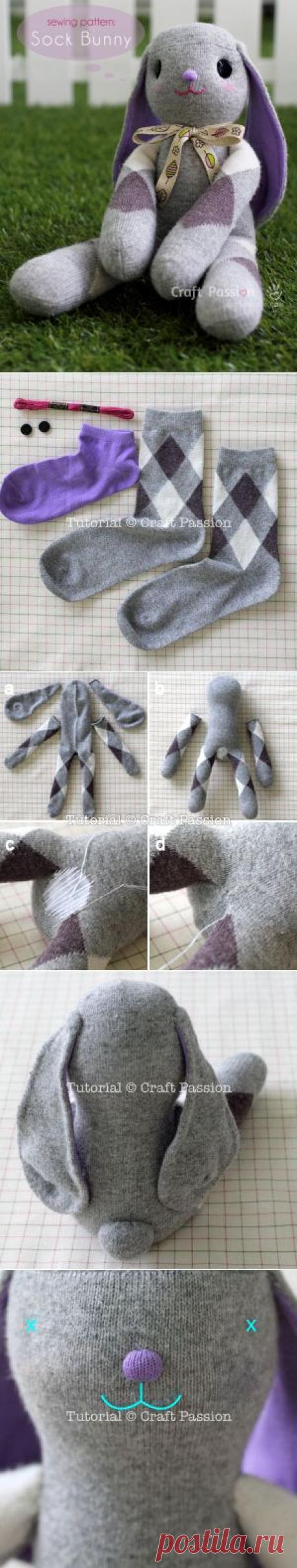 Sock Bunny Lop-Eared -Free Sew Pattern