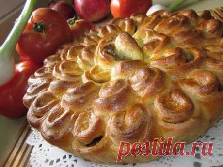 Рецепт- Мясной пирог Хризантема!