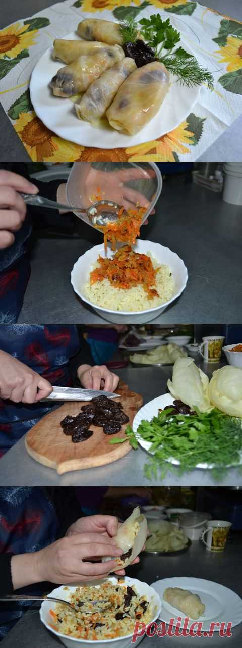 Постные голубцы с черносливом