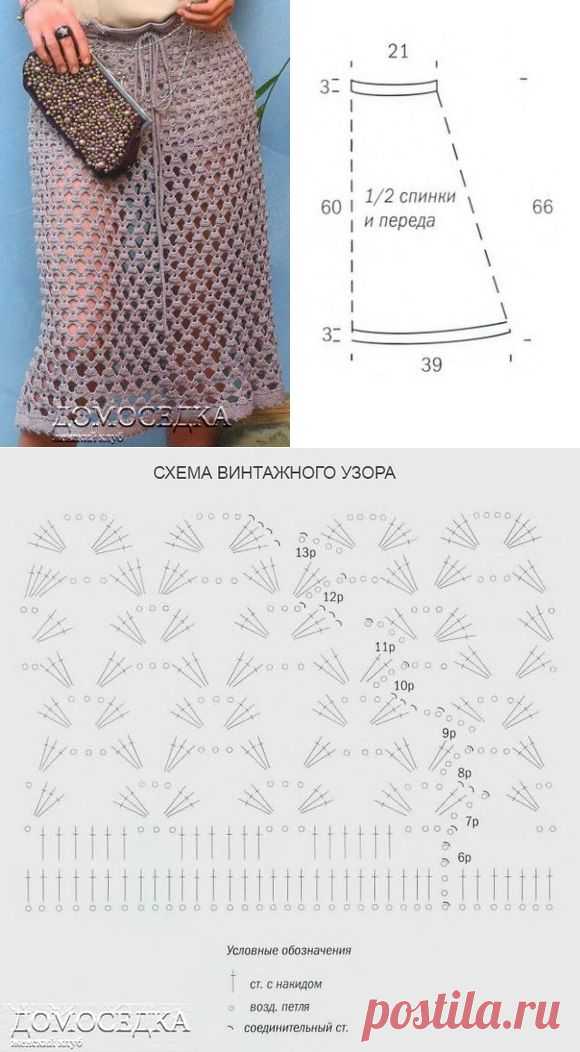 Вязание-крючок Костюмы и юбки+брюки >Юбка