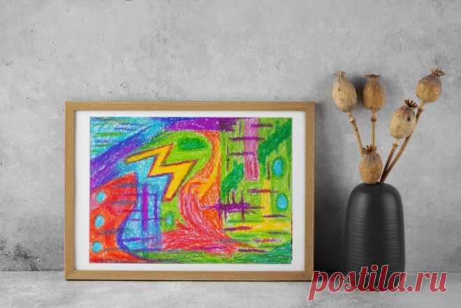 Абстракция масляной пастелью на бумаге. Для покупки пишите в сообщения.