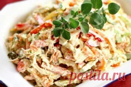 Салат с курицей, сладким перцем и грибами | Город женщин