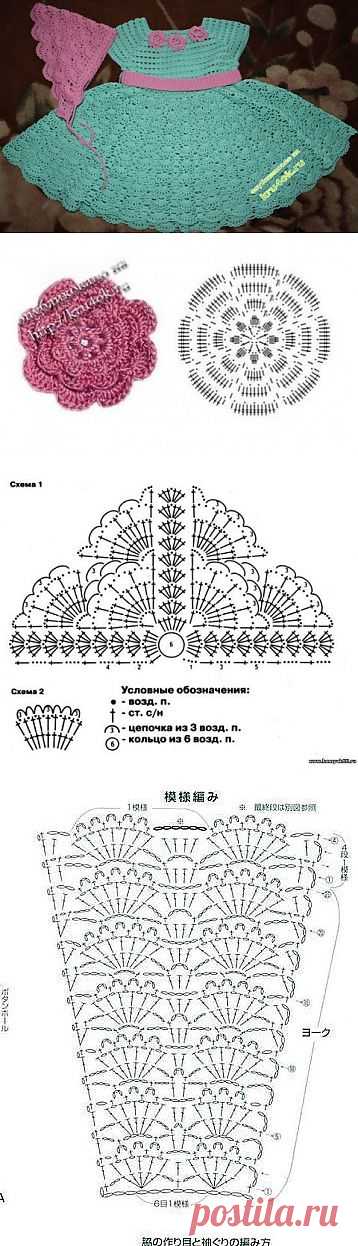 Платье и косынка для девочки - вязание крючком на kru4ok.ru