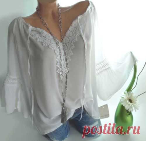 COOLE HIPPIE TUNIKA Bluse Häkel Spitze 36 38 40 42 IMPRESSIONEN Weiß BLOGGER NEU | eBay