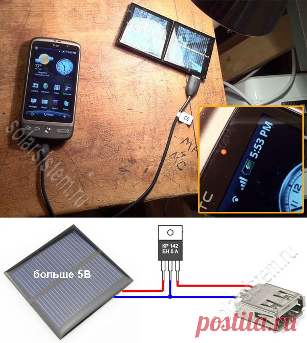 Простейшее зарядное устройство на солнечных батареях