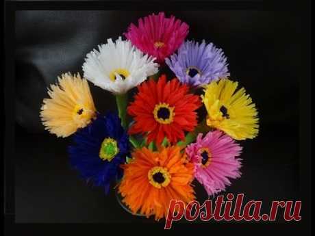 How to make paper flowers out of crepe streamers/ DIY Valetine's day craft