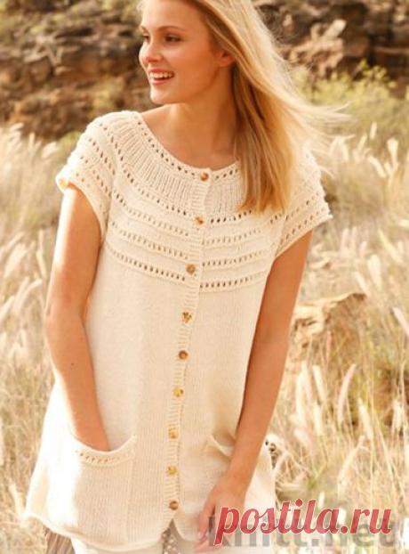 Кардиган спицами с круглой кокеткой | knitt.net | Все о вязании