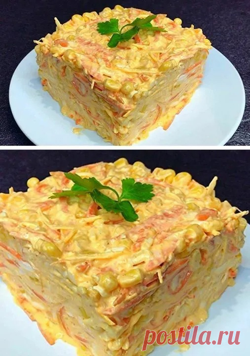Берем корейскую морковь и делаем салат из ресторана. Нужно просто добавить крабовые палочки

Ингредиенты:
морковь по-корейски — 150г
крабовые палочки — 200г
яйца — 2шт
плавленные сырки — 1шт
майонез -2 ст.л.

Предварительной подготовки салат не требует, сразу собираем его в салатницу. Первым натираем на крупной терке плавленный сыр. Затем также через терку пропускаем отварные яйца.
Крабовые палочки режем небольшими брусочками. Добавляем морковь по-корейски, кладем майонез ...