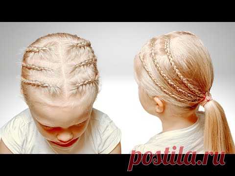 Тонкие косички на длинные волосы. Простые прически пошагово - YouTube