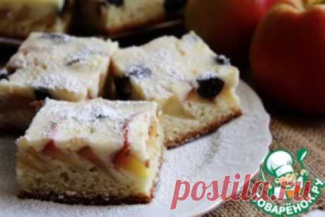 Яблочно-сливовый пирог с заливкой - кулинарный рецепт