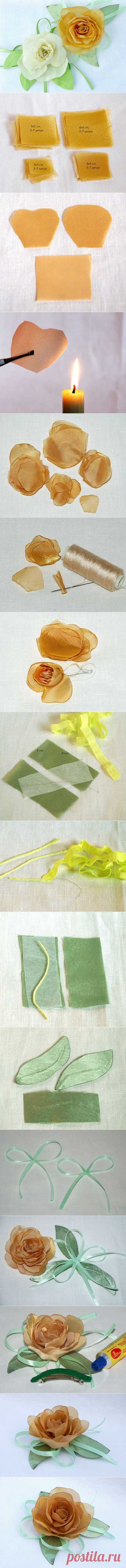 DIY Chiffon Rose – Master Class | www.FabArtDIY.com