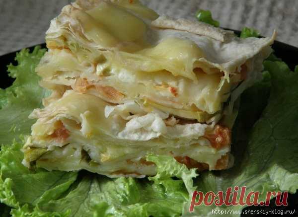 БЫСТРЫЙ СЛОЁНЫЙ ПИРОГ ИЗ ЛАВАША С ОВОЩАМИ И СЫРОМ!.