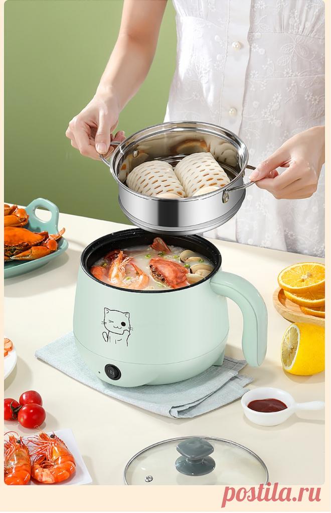 Электрическая машина для приготовления пищи 220 В, домашняя маленькая многофункциональная электрическая рисоварка с одним/двухслойным покрытием, антипригарная сковорода | Бытовая техника | АлиЭкспресс