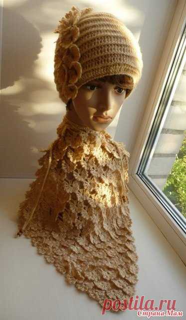 Вязаная шаль крючком. Вся в бабочках | razpetelka.ru