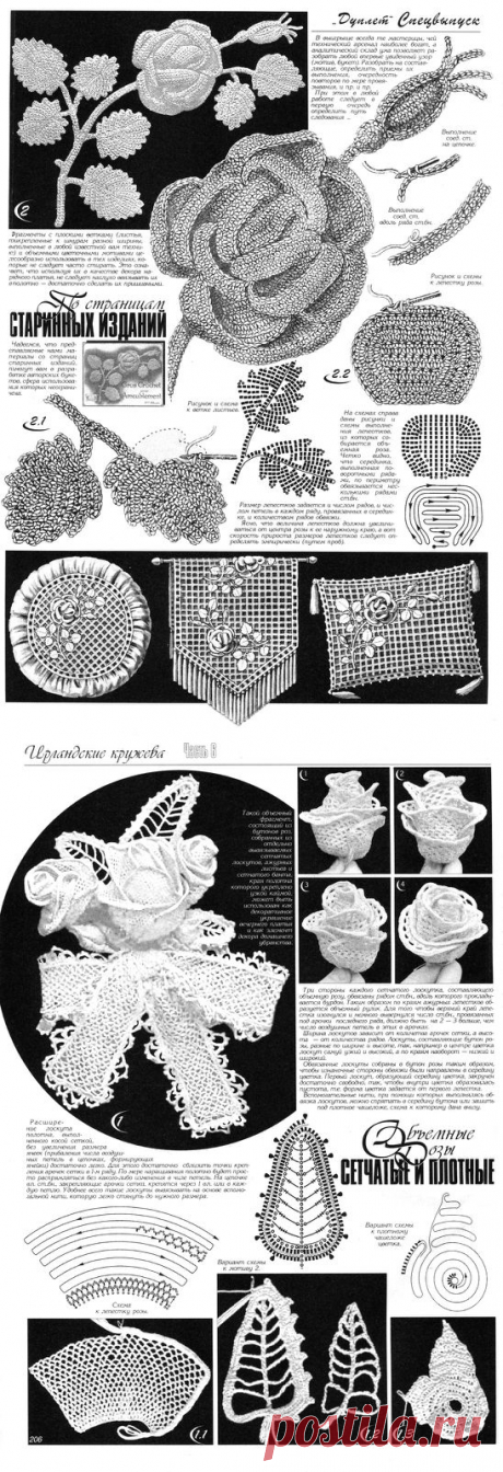 УДИВИТЕЛЬНОЙ КРАСОТЫ ВЯЗАНЫЙ ДЕКОР... ОБЪЁМНЫЕ РОЗЫ... два варианта... ЛЮБИМЕЙШАЯ ИРЛАНДИЯ... класс!!!....