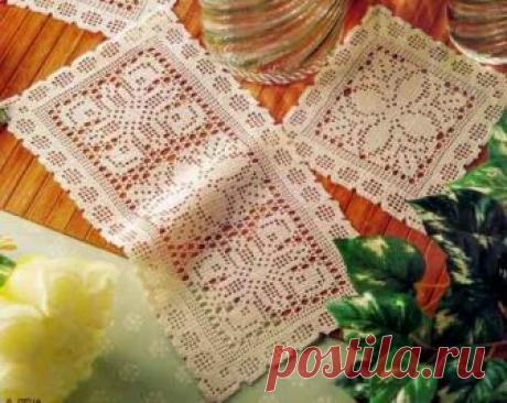 Салфетки крючком. Очарование старинного узора Схема вязания крючком салфеток «Очарование старинного узора»