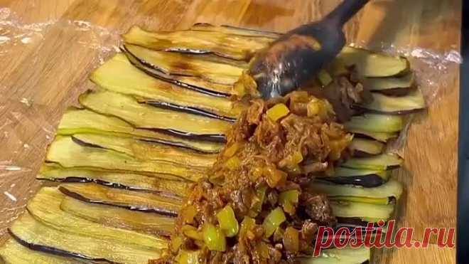 Мясной рулет из баклажанов