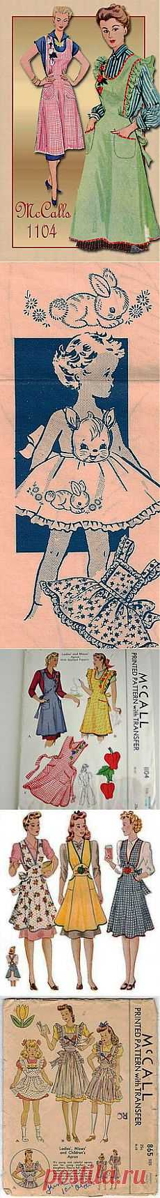 1940s Apron Pattern McCalls 1104 Vintage Sewing Pattern for Bib Apron…