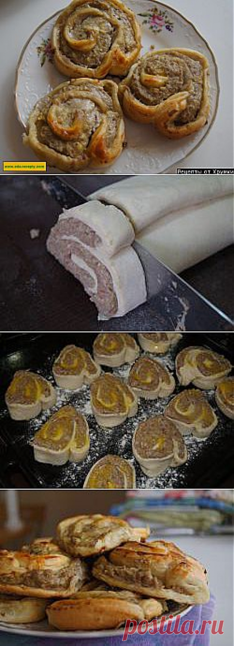 Бурeкасы - слоеные рулетики с фаршем.