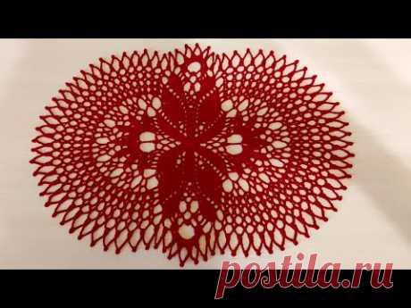 Рельефная салфетка ,,ФЕНИКС,, крючком, 2часть, 13-17ряд. Видео для начинающих.