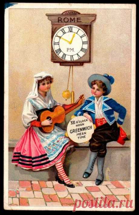 British Trade Card - The Time in Rome English & Scottish C.W.S. "Time in Various Countries" (series of 12 issued in the 1920's?)
