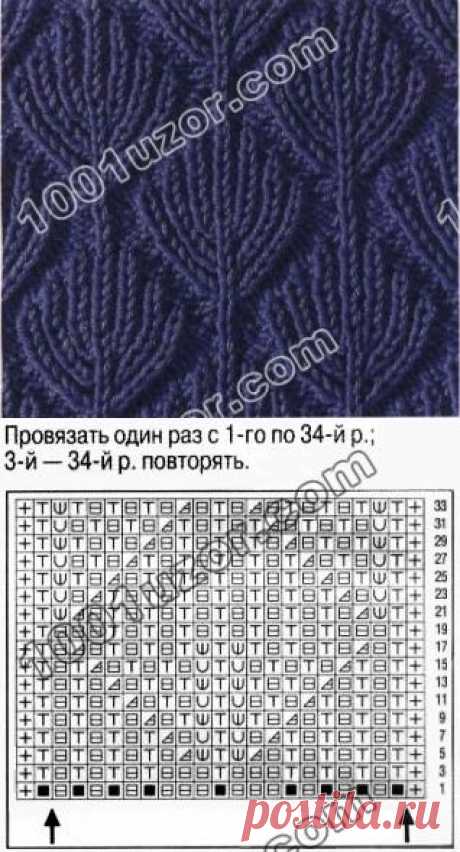1001 узор. Узоры спицами. Патентные узоры, узор 5