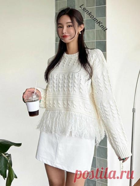 Вязаные новинки в молочно-белом цвете (со схемами) | Вязание спицами LenkomKnit | Дзен