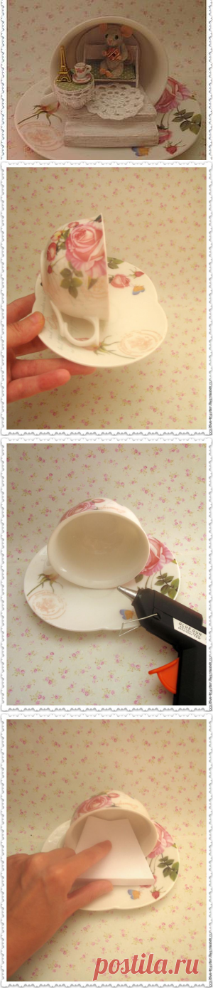 Мастерим сказочный домик в чашке для маленького мышонка - Ярмарка Мастеров - ручная работа, handmade