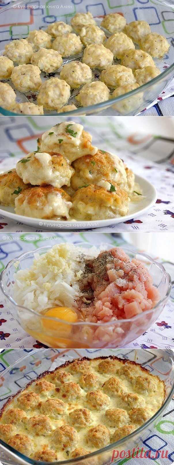 Нежные куриные шарики в сырно-сливочном соусе