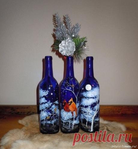новогодний декор бутылок