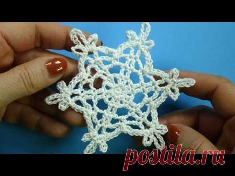 Как вязать снежинку How to crochet snowflace