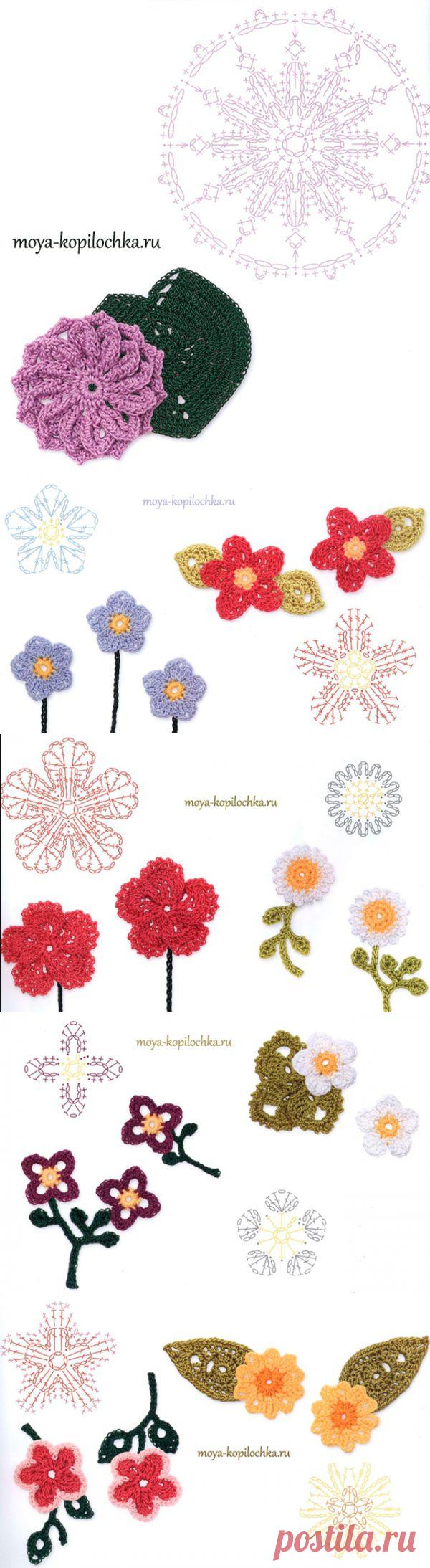 Вязаные цветы. 100 цветочных мотивов для вязания крючком со схемами | Подружки