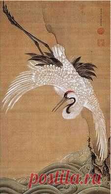 White Crane. Ito Jakuchu. 1751-55. Japanese hanging scroll.
