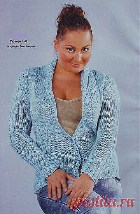 Жакет с воротником шалька для полных