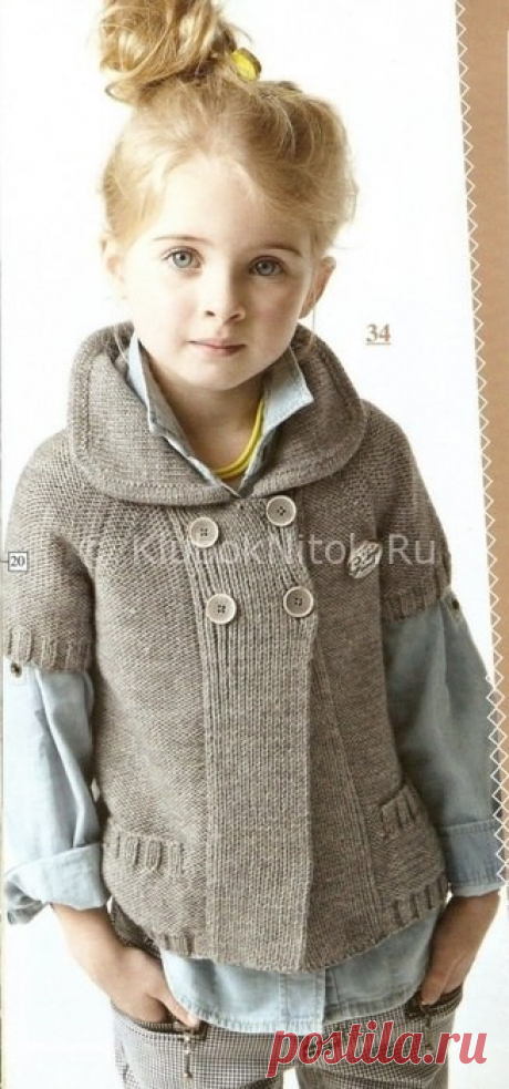 Серый двубортный жакет | Вязание для девочек | Вязание спицами и крючком. Схемы вязания.