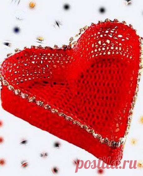 Шкатулка-сердечко крючком