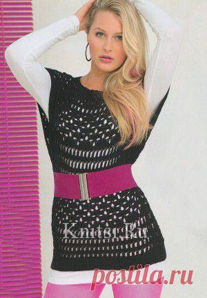 Чёрный ажурный топ. Вязание для женщин / Топы / Спицами
